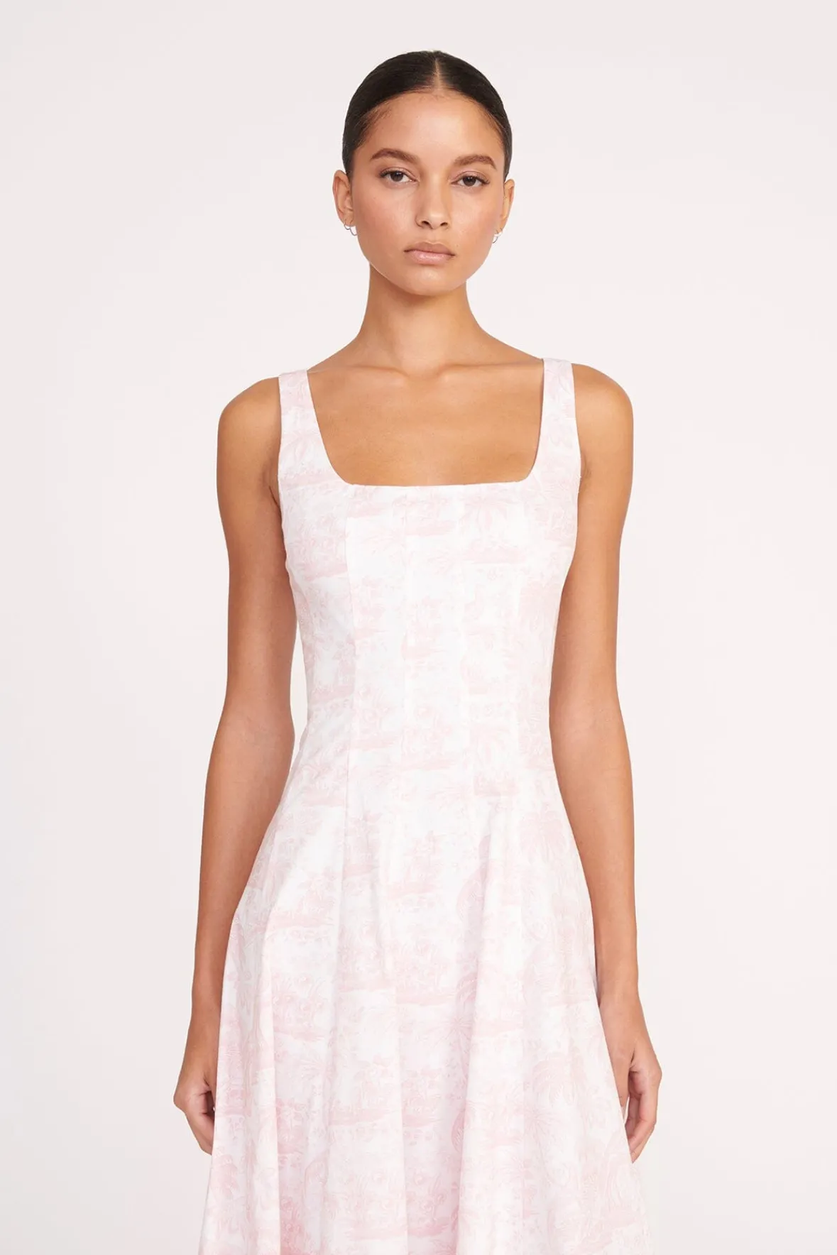 Poplin Shop|The Wells Dress<STAUD WELLS DRESS IVORY CHERRY BLOSSOM TOILE IVORYCHERRYBLOSSOMTOILE