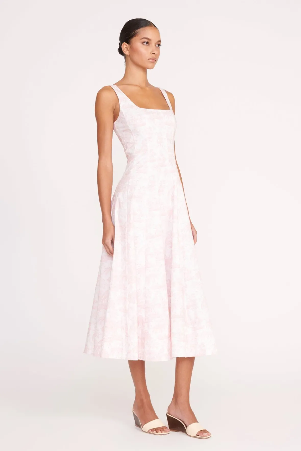 Poplin Shop|The Wells Dress<STAUD WELLS DRESS IVORY CHERRY BLOSSOM TOILE IVORYCHERRYBLOSSOMTOILE