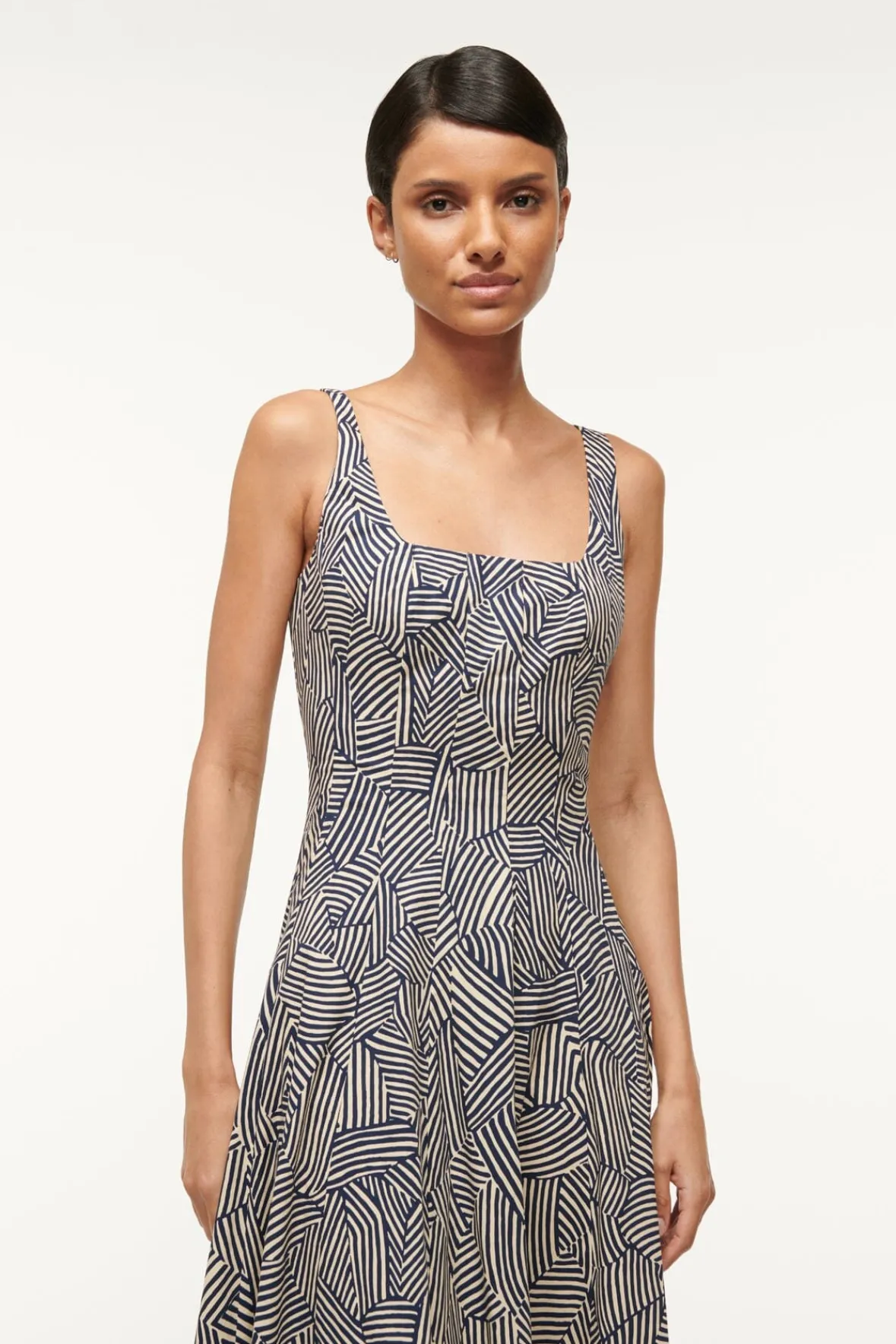 Dresses|Poplin Shop<STAUD WELLS DRESS NAVY MOSAIC NAVYMOSAIC