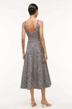 Dresses|Poplin Shop<STAUD WELLS DRESS NAVY MOSAIC NAVYMOSAIC