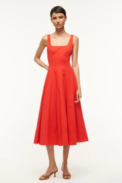 Poplin Shop|The Wells Dress<STAUD WELLS DRESS RED ROSE REDROSE