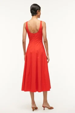 Poplin Shop|The Wells Dress<STAUD WELLS DRESS RED ROSE REDROSE