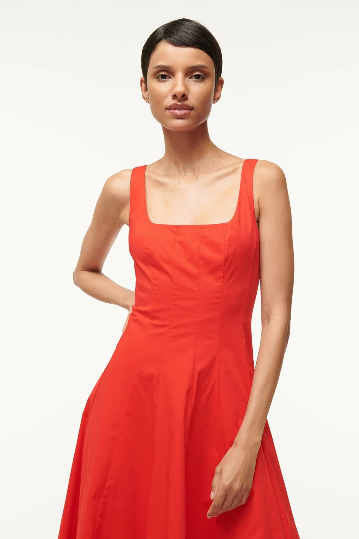Poplin Shop|The Wells Dress<STAUD WELLS DRESS RED ROSE REDROSE