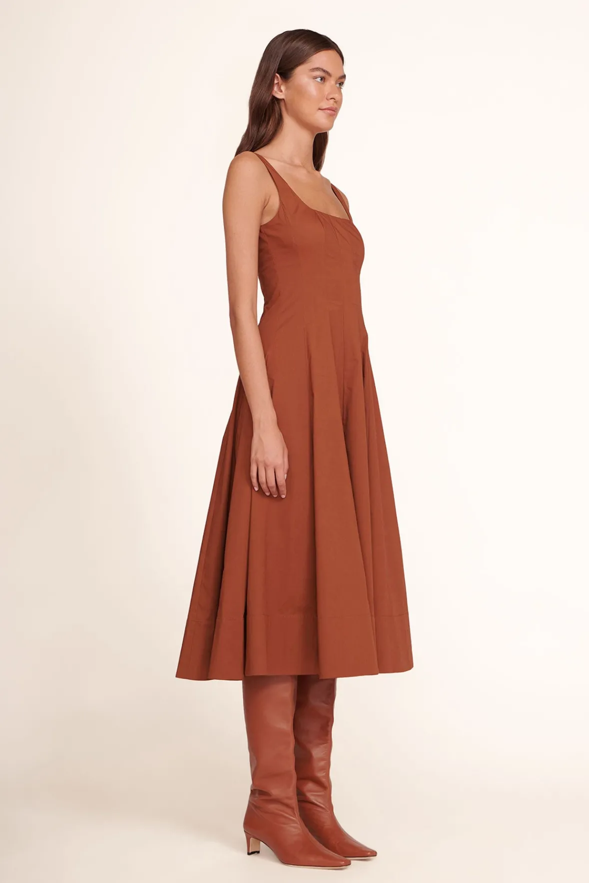 Poplin Shop|The Wells Dress<STAUD WELLS DRESS TAN