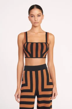 Tops<STAUD ZOLA TOP  BLACK TAN SEASHORE STRIPE BLACKTANSEASHORESTRIPE